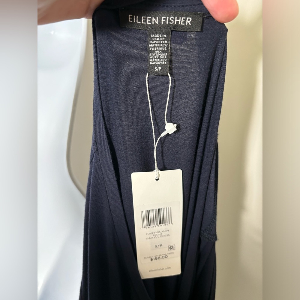 Eileen Fisher Long Sleeve V Neck Midi Dress - NWT - Picture 11 of 12